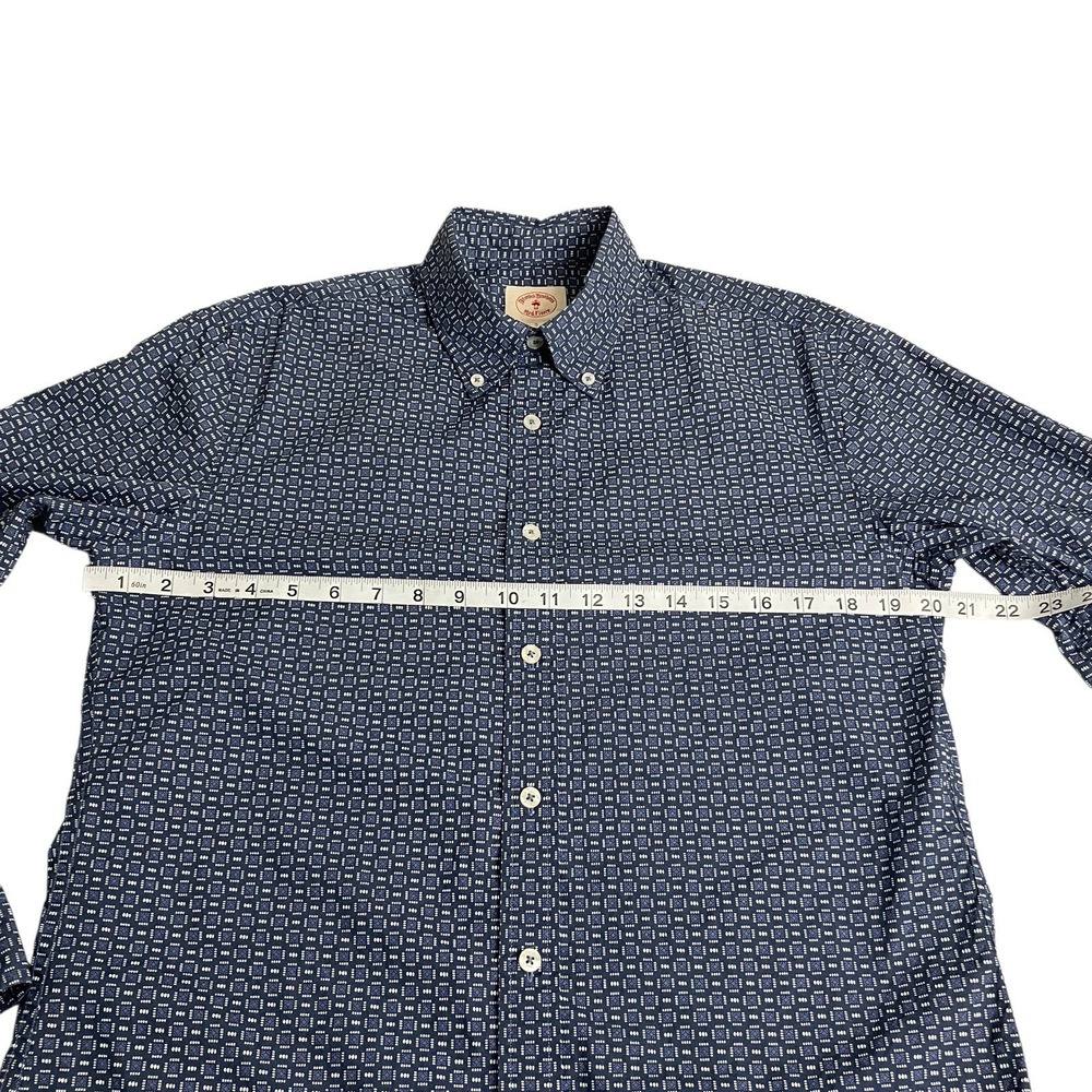 Brooks Brothers Red Fleece Shirt Men S Blue Geometric All Over Print Long Sleeve - Picture 9 of 13